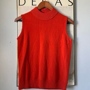 Vintage Goodclothes Burnt Orange Mock Neck Sleeveless Knit Top Hong Kong Retro